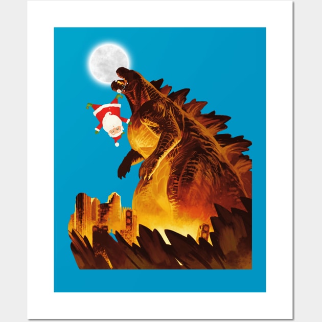 Godzilla Christmas Wall Art by Museflash